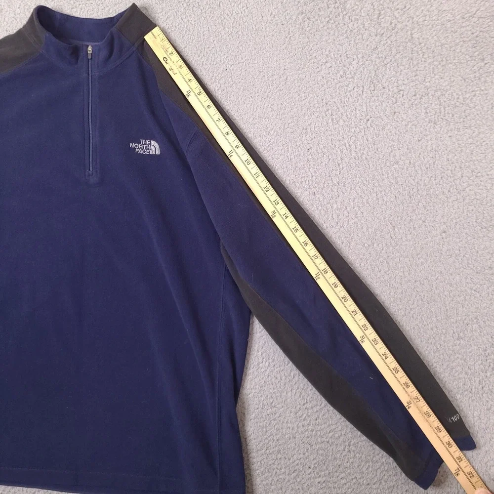 The North‎ Face Sweater Mens Large Blue 1/4 Zip Fleece Long Sleeve TKA 100